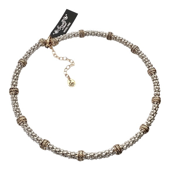 Scroll By Dillard’s Jewelry - Scroll Gold And Silver Tone Metal Wire Statement Collar Necklace Crystal Accents
